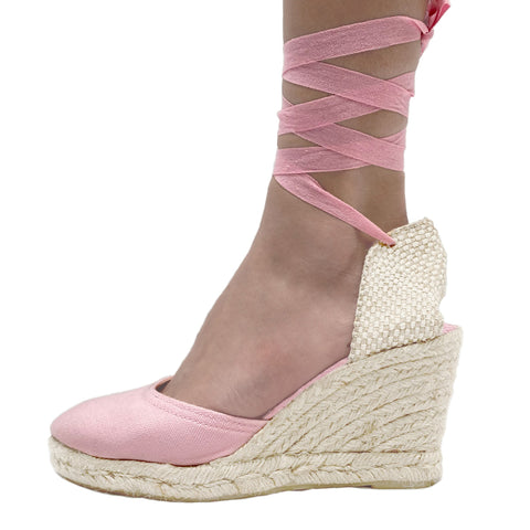 700 light pink ankle wrap wedge